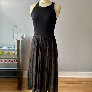 GAP Black Sleeveless Ribbed Bodice Midi/Maxi Summer Dress